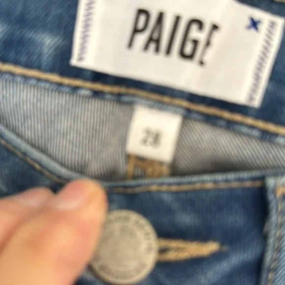 Paige Medium Blue Denim skinny Jeans Holes size 28 New - Picture 4 of 12